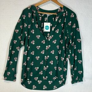 Boden Green Floral Blouse